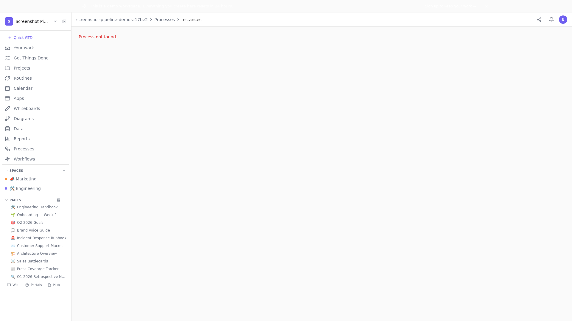 A process instance — the stage advance button waits for the mandatory checklist to be complete.