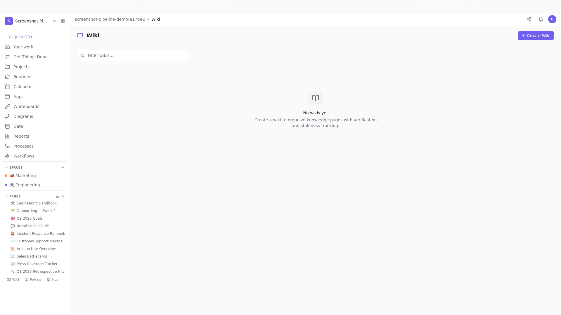 Staleness dashboard — sort by 'last reviewed' to find what's overdue.